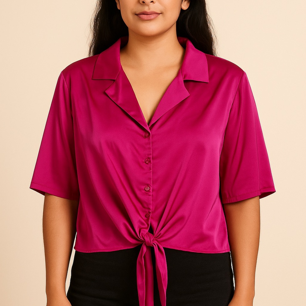 Lily Star Fuchsia Satin Blouse
